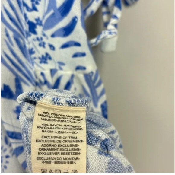 FREE PEOPLE Tropical Blue and White Fit & Flare Midi Dress - Picture 14 of 15